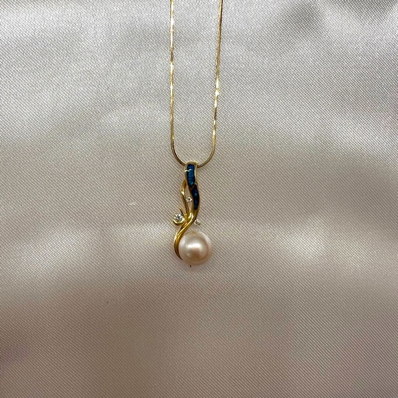 Pearl Factory Waterfall Pendant 14k Yellow Gold - Picture 4 of 5